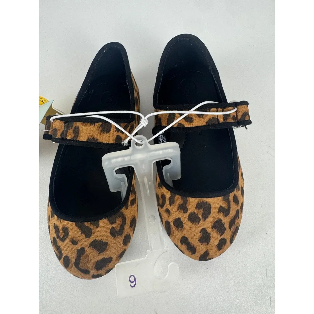 Cat & Jack Addy Toddler Girls Leopard Print Mary Jane Flats Shoes Size 6 NEW
